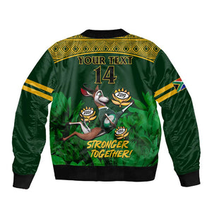 Custom South Africa Rugby Sleeve Zip Bomber Jacket Go Bokke World Cup Champions History