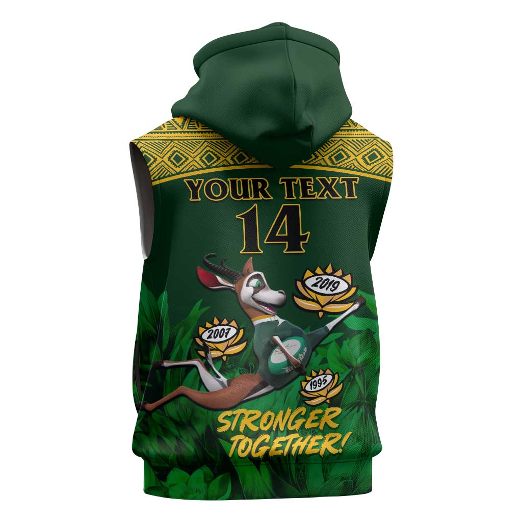 Custom South Africa Rugby Sleeveless Zip Hoodie Go Bokke World Cup Champions History - African Pride