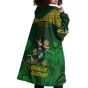 Custom South Africa Rugby Wearable Blanket Hoodie Go Bokke World Cup Champions History