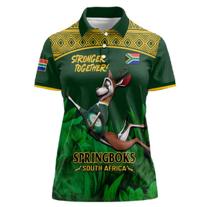 Custom South Africa Rugby Women Polo Shirt Go Bokke World Cup Champions History