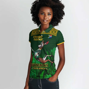 Custom South Africa Rugby Women Polo Shirt Go Bokke World Cup Champions History