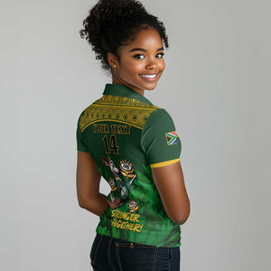 Custom South Africa Rugby Women Polo Shirt Go Bokke World Cup Champions History