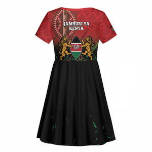 Kenya Independence Day Kid Short Sleeve Dress Jamhuri ya Kenya 1963 - African Pattern