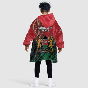 Kenya Independence Day Kid Wearable Blanket Hoodie Jamhuri ya Kenya 1963 - African Pattern