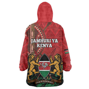 Kenya Independence Day Kid Wearable Blanket Hoodie Jamhuri ya Kenya 1963 - African Pattern