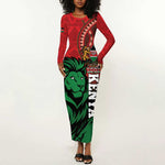 Kenya Independence Day Long Sleeve Bodycon Dress Jamhuri ya Kenya 1963 - African Pattern LT14