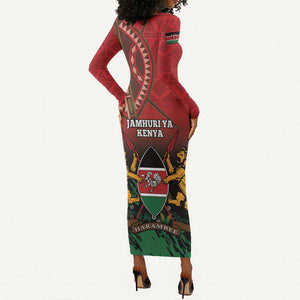 Kenya Independence Day Long Sleeve Bodycon Dress Jamhuri ya Kenya 1963 - African Pattern