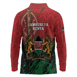 Kenya Independence Day Long Sleeve Polo Shirt Jamhuri ya Kenya 1963 - African Pattern