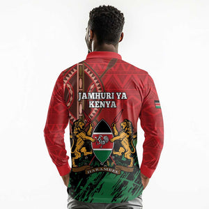 Kenya Independence Day Long Sleeve Polo Shirt Jamhuri ya Kenya 1963 - African Pattern