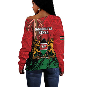 Kenya Independence Day Off Shoulder Sweater Jamhuri ya Kenya 1963 - African Pattern