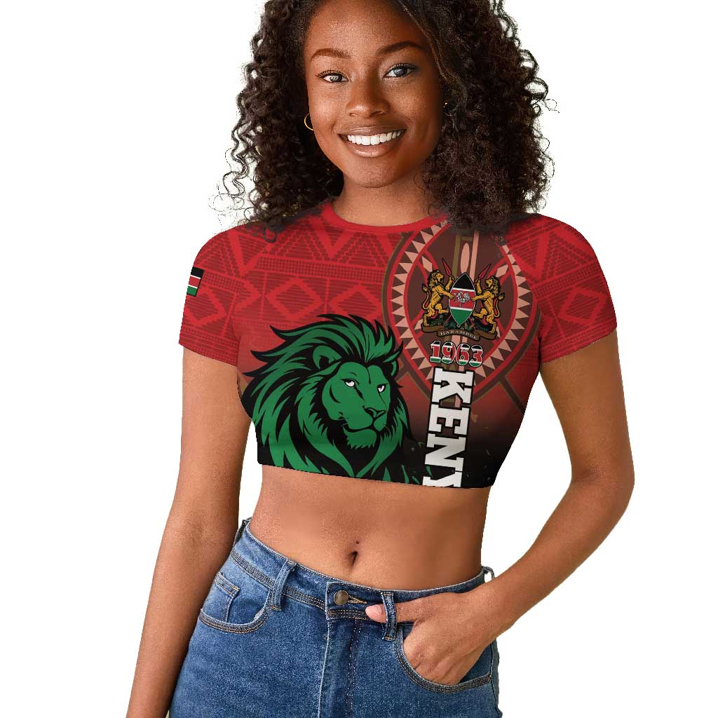 Kenya Independence Day Raglan Cropped T shirt Jamhuri ya Kenya 1963 - African Pattern