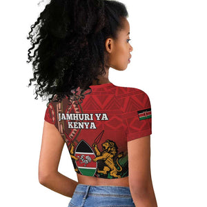 Kenya Independence Day Raglan Cropped T shirt Jamhuri ya Kenya 1963 - African Pattern