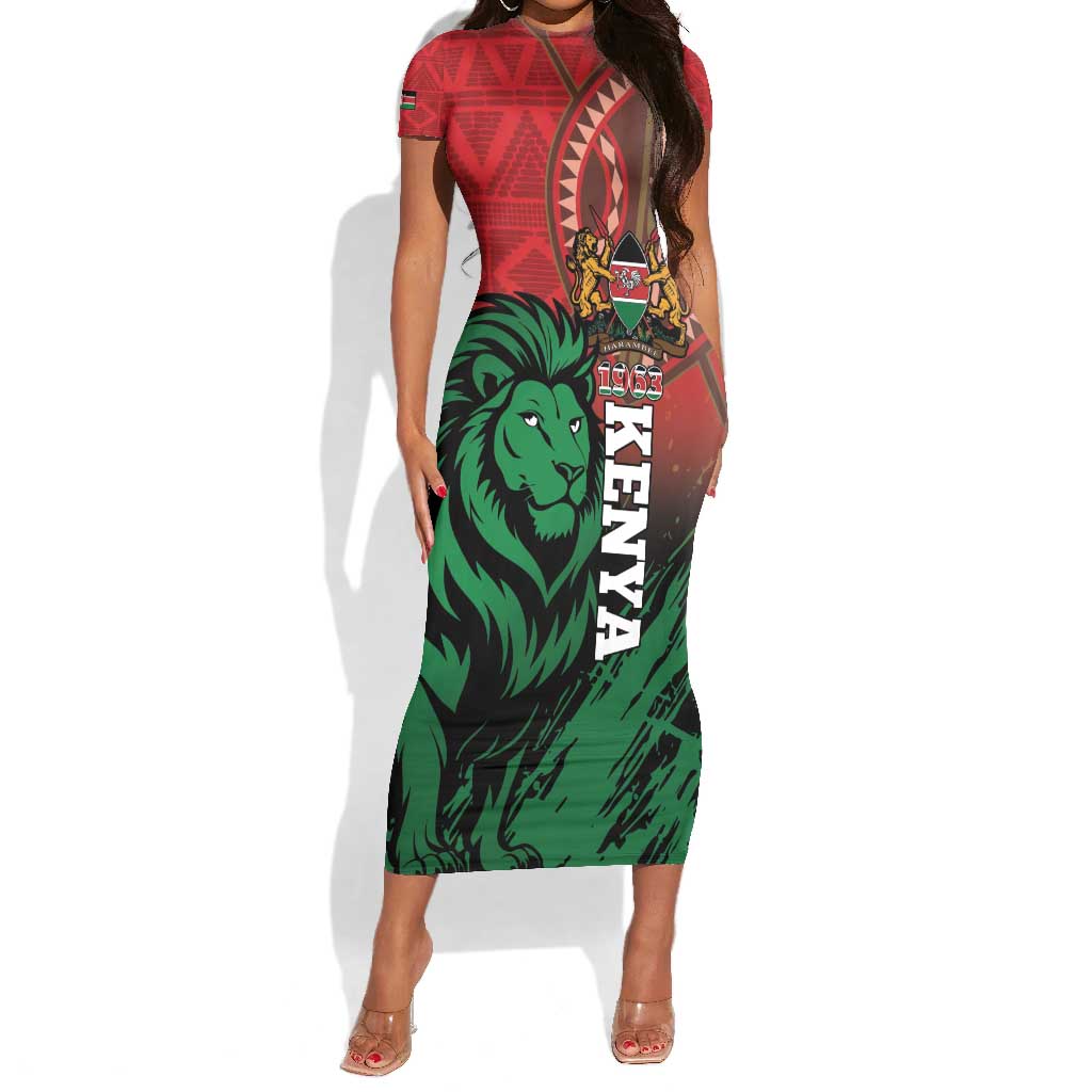 Kenya Independence Day Short Sleeve Bodycon Dress Jamhuri ya Kenya 1963 - African Pattern