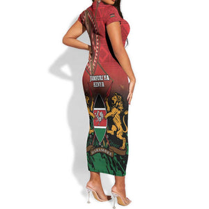 Kenya Independence Day Short Sleeve Bodycon Dress Jamhuri ya Kenya 1963 - African Pattern