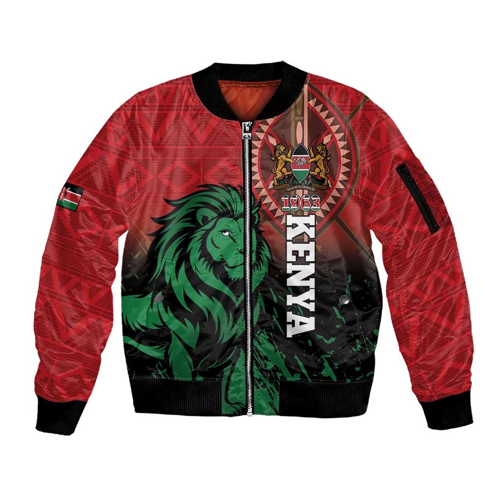 Kenya Independence Day Sleeve Zip Bomber Jacket Jamhuri ya Kenya 1963 - African Pattern