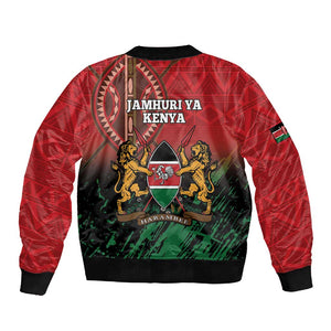 Kenya Independence Day Sleeve Zip Bomber Jacket Jamhuri ya Kenya 1963 - African Pattern