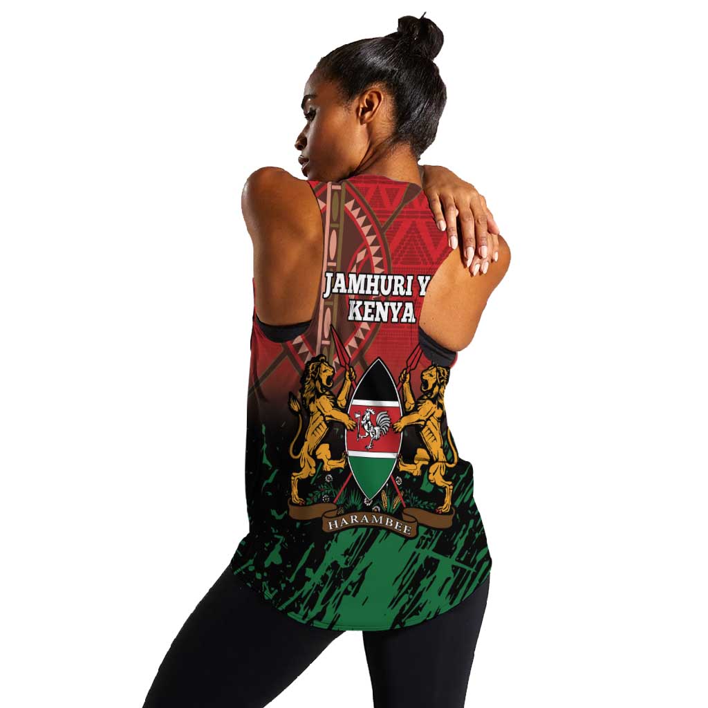 Kenya Independence Day Women Racerback Tank Jamhuri ya Kenya 1963 - African Pattern