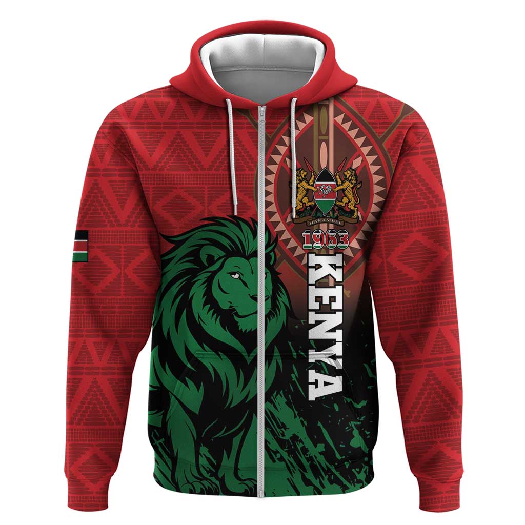 Kenya Independence Day Zip Hoodie Jamhuri ya Kenya 1963 - African Pattern