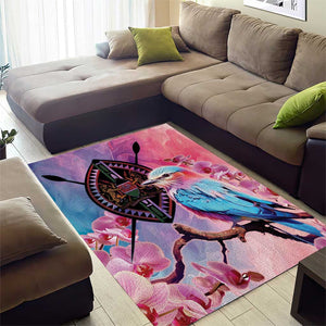 Kenya Lilac-Breasted Roller Area Rug Coat Of Arms Mix Orchid