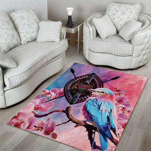 Kenya Lilac-Breasted Roller Area Rug Coat Of Arms Mix Orchid