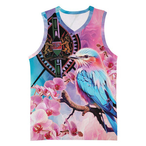 Kenya Lilac-Breasted Roller Basketball Jersey Coat Of Arms Mix Orchid LT14