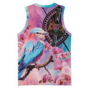 Kenya Lilac-Breasted Roller Basketball Jersey Coat Of Arms Mix Orchid LT14