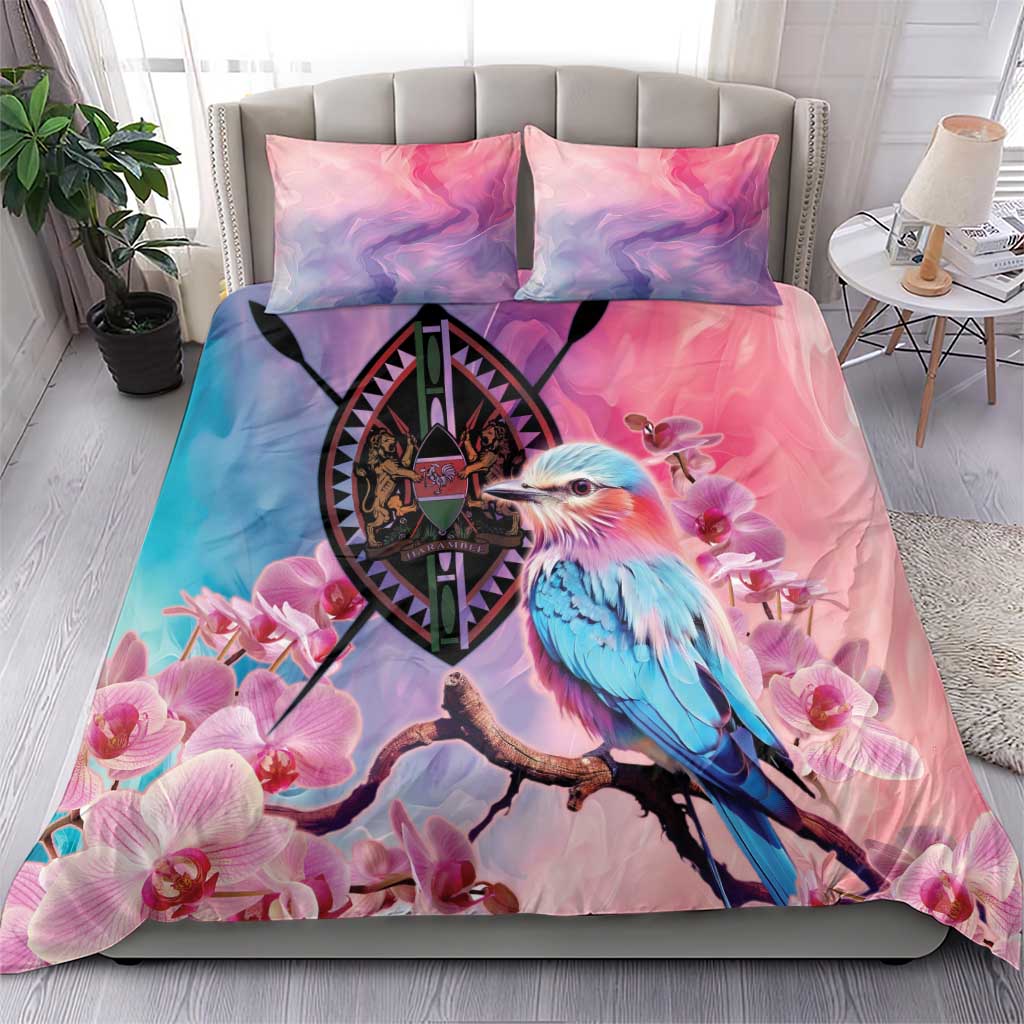 Kenya Lilac-Breasted Roller Bedding Set Coat Of Arms Mix Orchid
