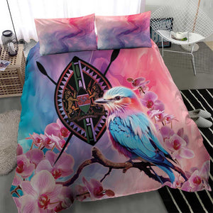 Kenya Lilac-Breasted Roller Bedding Set Coat Of Arms Mix Orchid