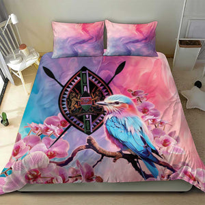 Kenya Lilac-Breasted Roller Bedding Set Coat Of Arms Mix Orchid