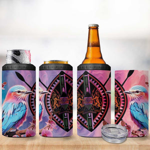 Kenya Lilac-Breasted Roller 4 in 1 Can Cooler Tumbler Coat Of Arms Mix Orchid