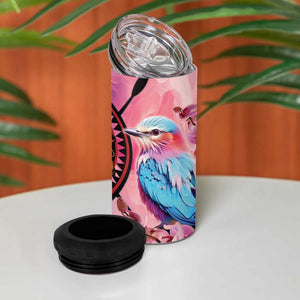 Kenya Lilac-Breasted Roller 4 in 1 Can Cooler Tumbler Coat Of Arms Mix Orchid