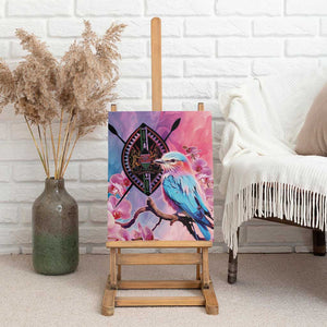 Kenya Lilac-Breasted Roller Canvas Wall Art Coat Of Arms Mix Orchid