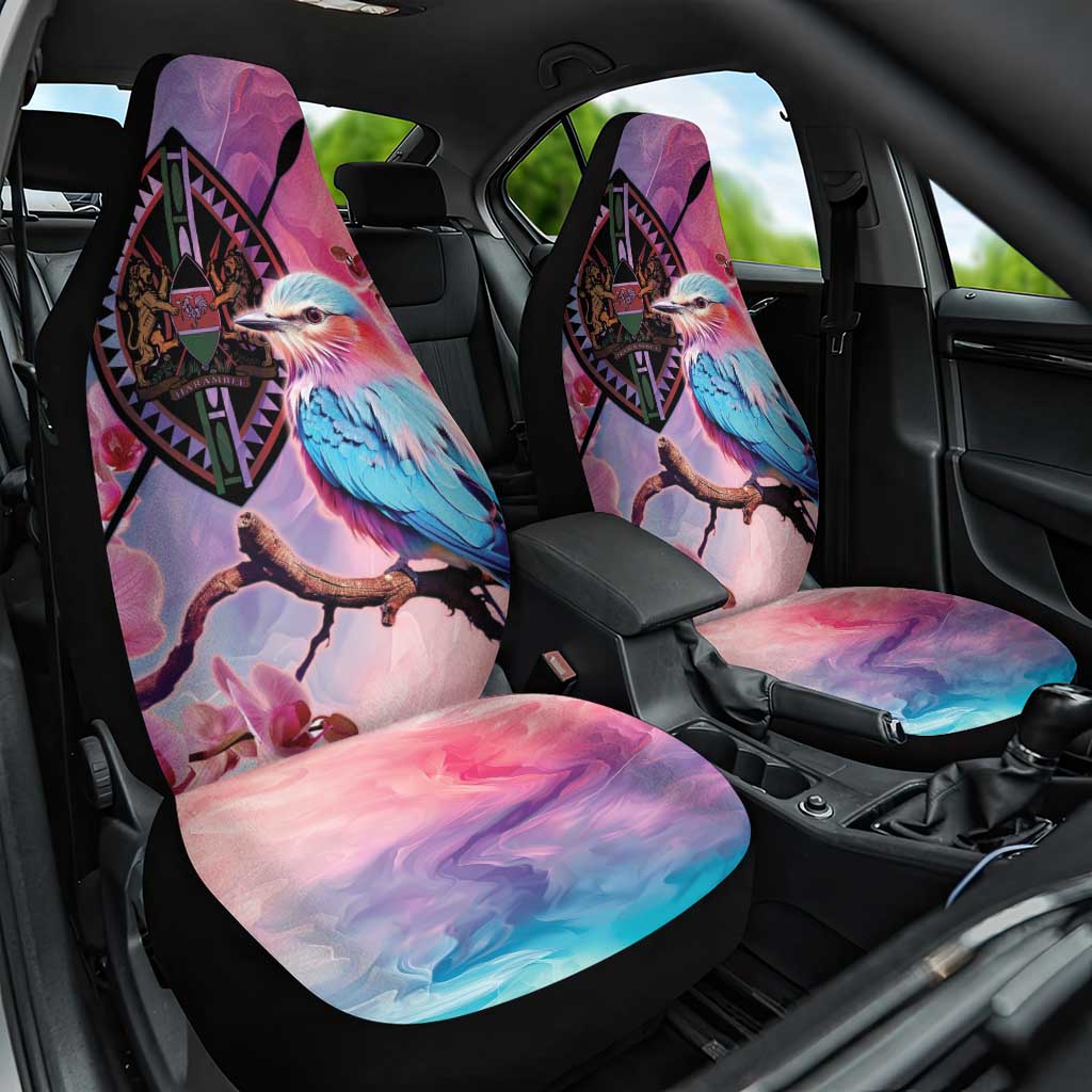 Kenya Lilac-Breasted Roller Car Seat Cover Coat Of Arms Mix Orchid