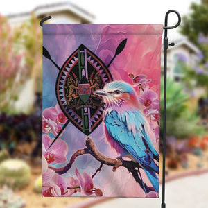 Kenya Lilac-Breasted Roller Garden Flag Coat Of Arms Mix Orchid