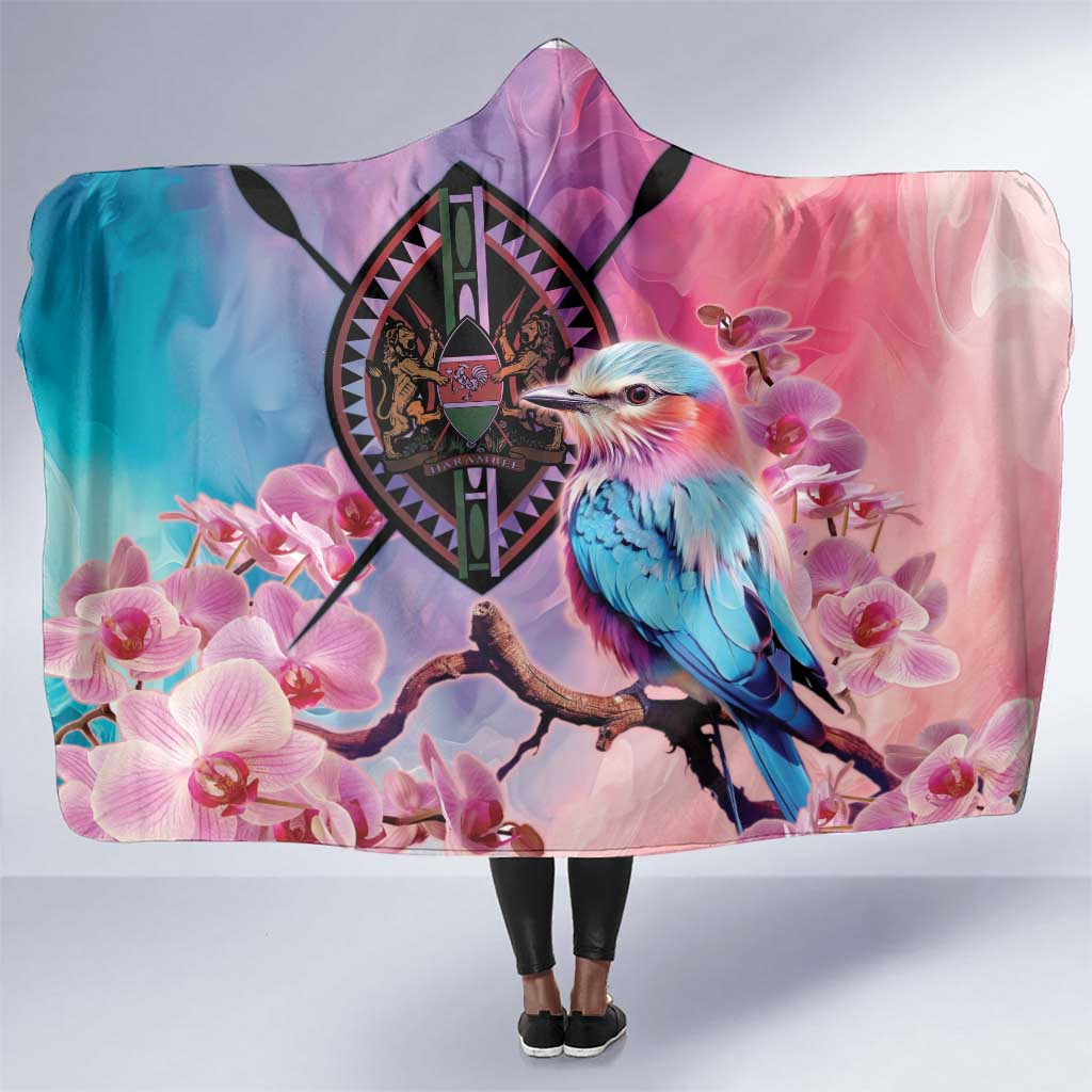 Kenya Lilac-Breasted Roller Hooded Blanket Coat Of Arms Mix Orchid