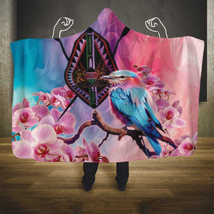 Kenya Lilac-Breasted Roller Hooded Blanket Coat Of Arms Mix Orchid