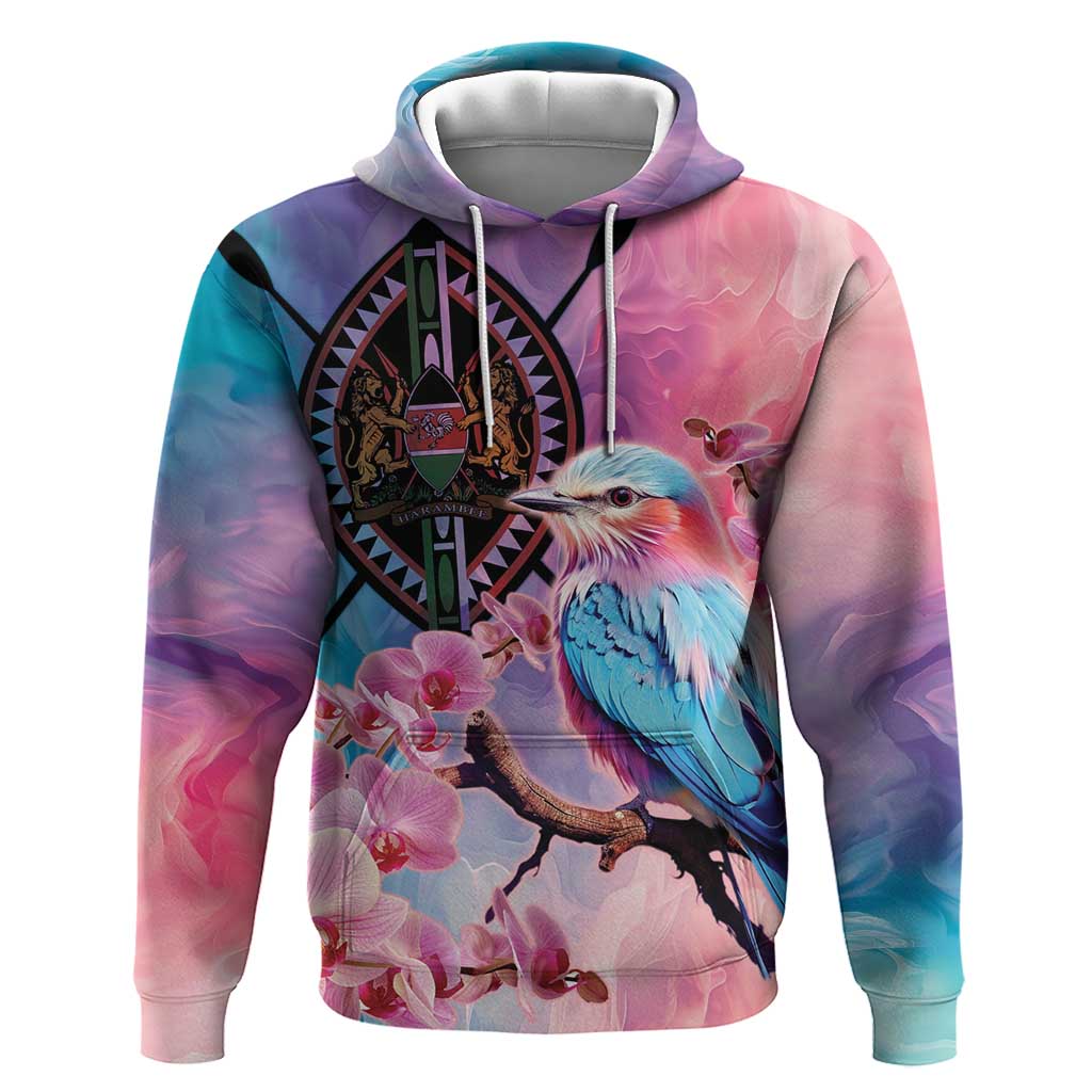 Kenya Lilac-Breasted Roller Hoodie Coat Of Arms Mix Orchid
