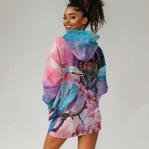 Kenya Lilac-Breasted Roller Hoodie Dress Coat Of Arms Mix Orchid