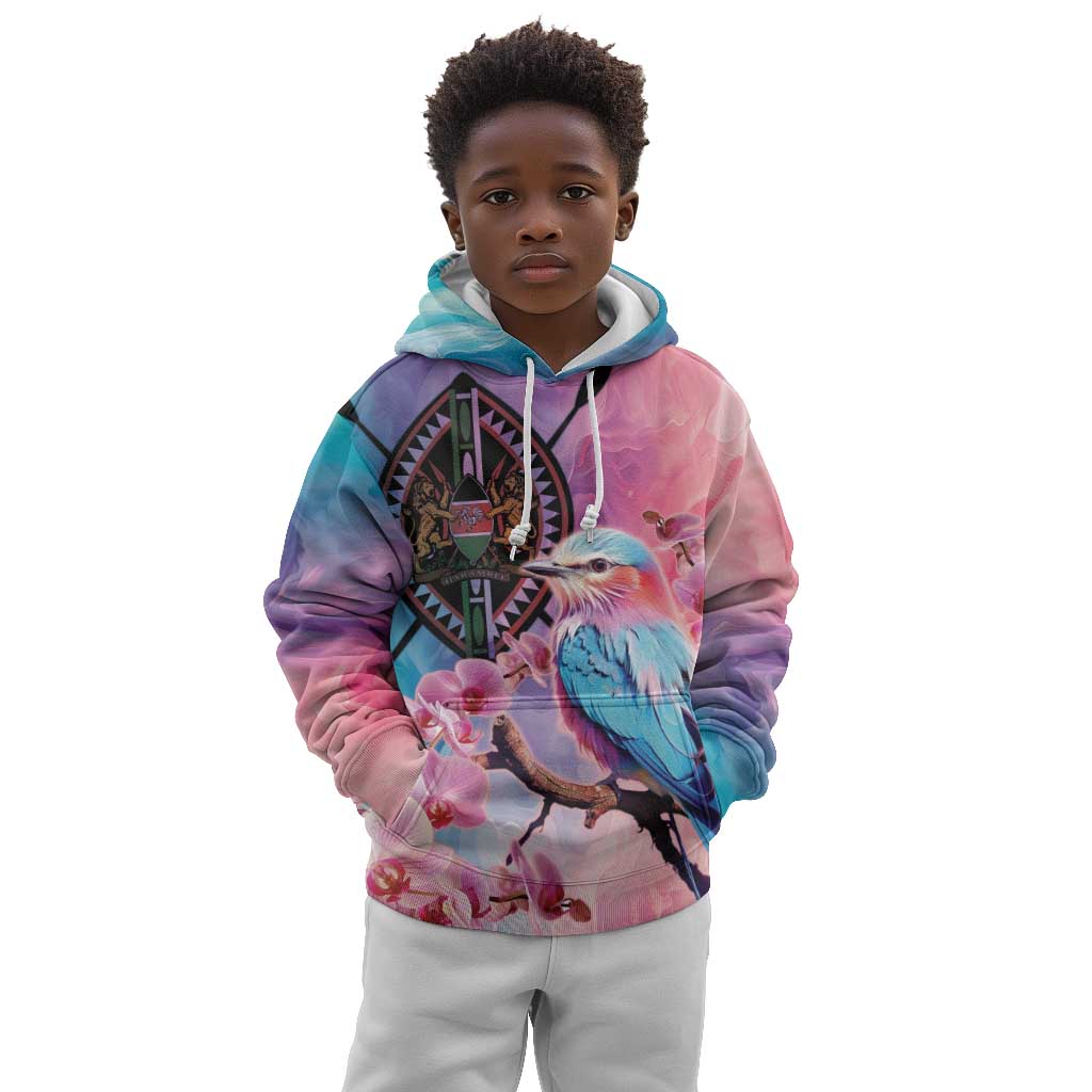 Kenya Lilac-Breasted Roller Kid Hoodie Coat Of Arms Mix Orchid