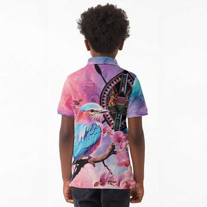 Kenya Lilac-Breasted Roller Kid Polo Shirt Coat Of Arms Mix Orchid