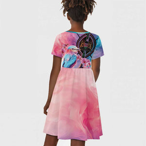 Kenya Lilac-Breasted Roller Kid Short Sleeve Dress Coat Of Arms Mix Orchid