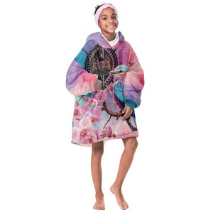 Kenya Lilac-Breasted Roller Kid Wearable Blanket Hoodie Coat Of Arms Mix Orchid