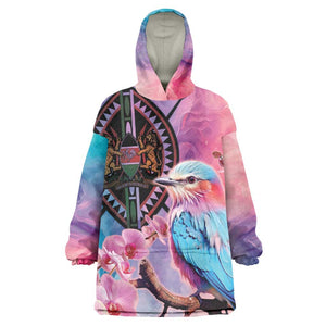 Kenya Lilac-Breasted Roller Kid Wearable Blanket Hoodie Coat Of Arms Mix Orchid