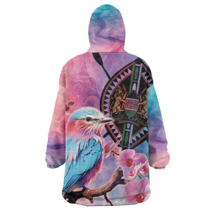 Kenya Lilac-Breasted Roller Kid Wearable Blanket Hoodie Coat Of Arms Mix Orchid