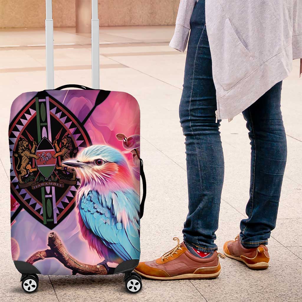 Kenya Lilac-Breasted Roller Luggage Cover Coat Of Arms Mix Orchid