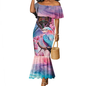 Kenya Lilac-Breasted Roller Mermaid Dress Coat Of Arms Mix Orchid