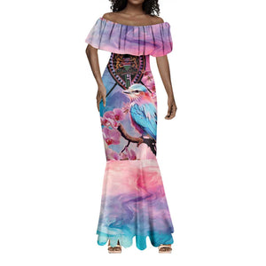 Kenya Lilac-Breasted Roller Mermaid Dress Coat Of Arms Mix Orchid