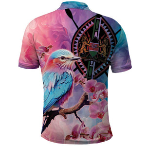 Kenya Lilac-Breasted Roller Polo Shirt Coat Of Arms Mix Orchid