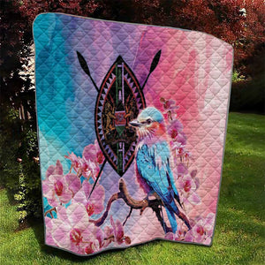 Kenya Lilac-Breasted Roller Quilt Coat Of Arms Mix Orchid