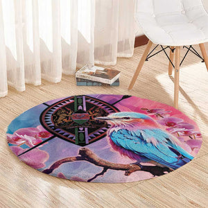 Kenya Lilac-Breasted Roller Round Carpet Coat Of Arms Mix Orchid